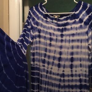 Tie dye blue bell sleeve dress! Super cute!